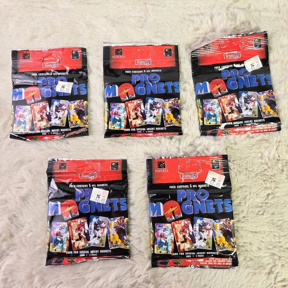 Lot of 5 Vintage 1995 Team NFL Pro Magnets Sealed Packs Chris Martin Enterprises
